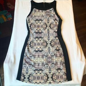 Ladakh Women’s Sleeveless Thick Knee-length Floral Dress size 2 US, Black & Tan